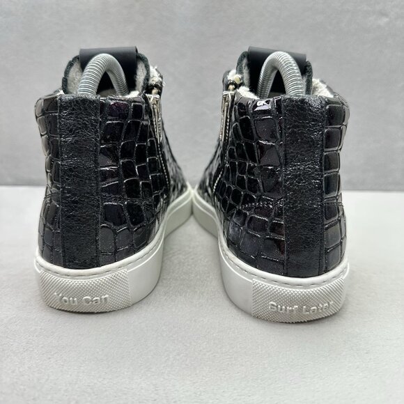 Womens 7 (EU 37) P448 Fantasy Glitter Croc Black Embossed High Top Sneakers - Picture 4 of 8